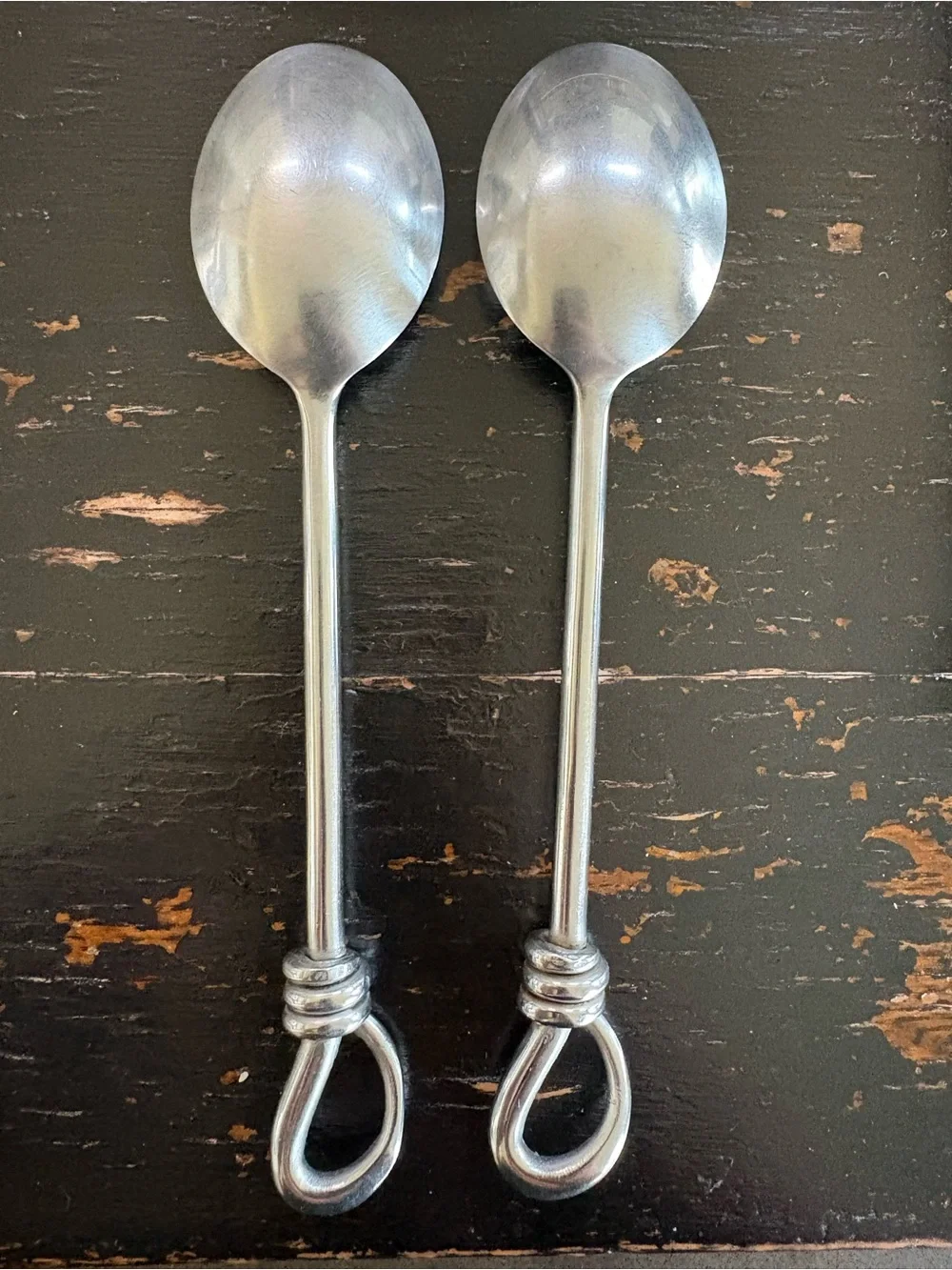 Gibson CUOMO Stainless TEASPOONS Open Ring Tip 18/8 Glossy Flatware Set of 2